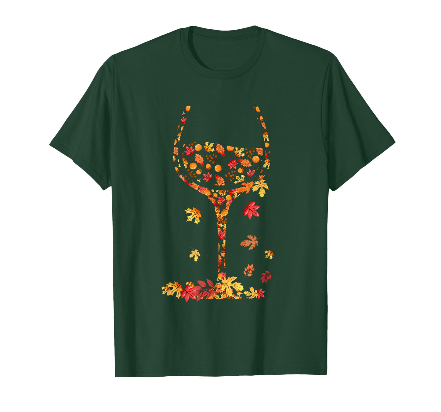 Glass of Wine Maple Leaf Autumn Fall Funny Drink Wine Lovers T-Shirt