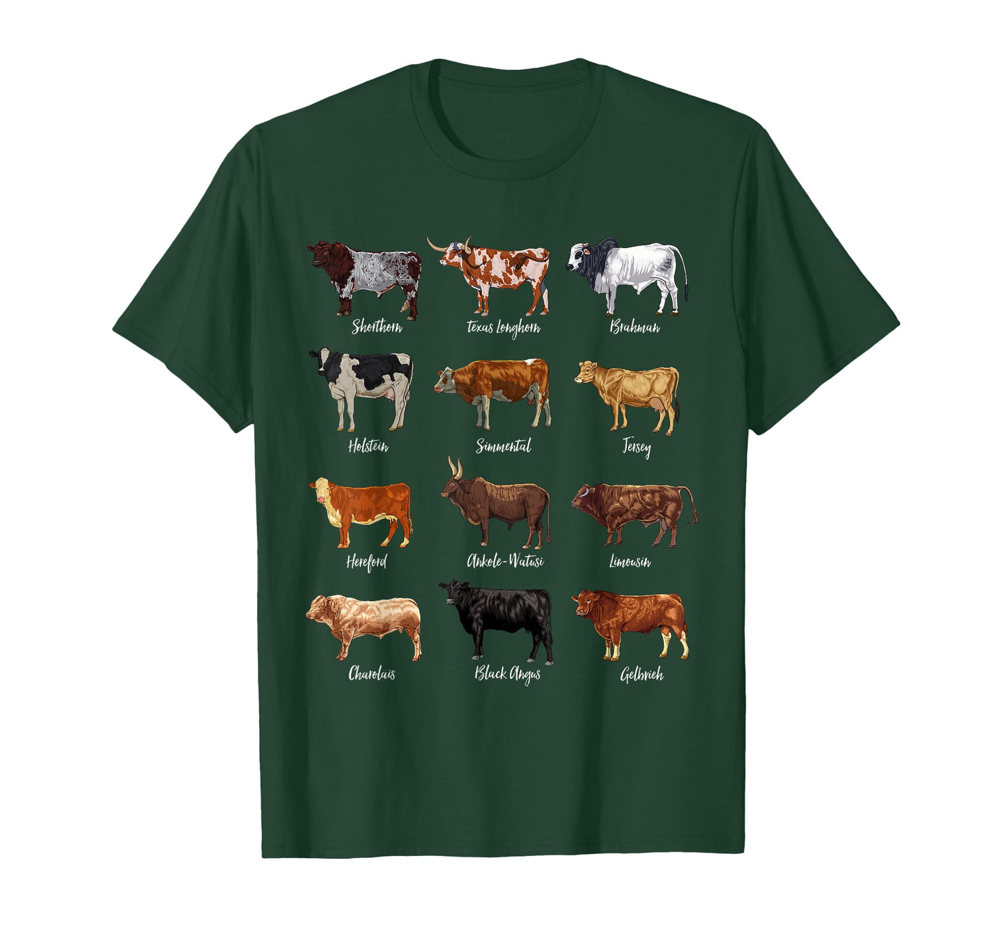 Cattle Drawings - Types of Cows T-Shirt