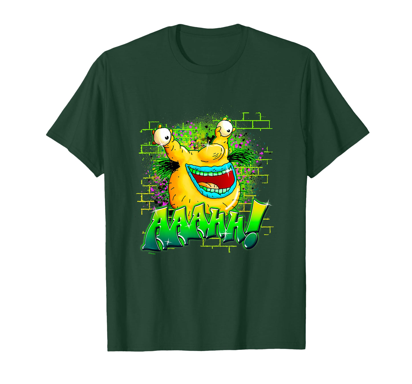 Aaahh!!! Real Monsters Krumm Neon Brick Wall Vintage Badge T-Shirt