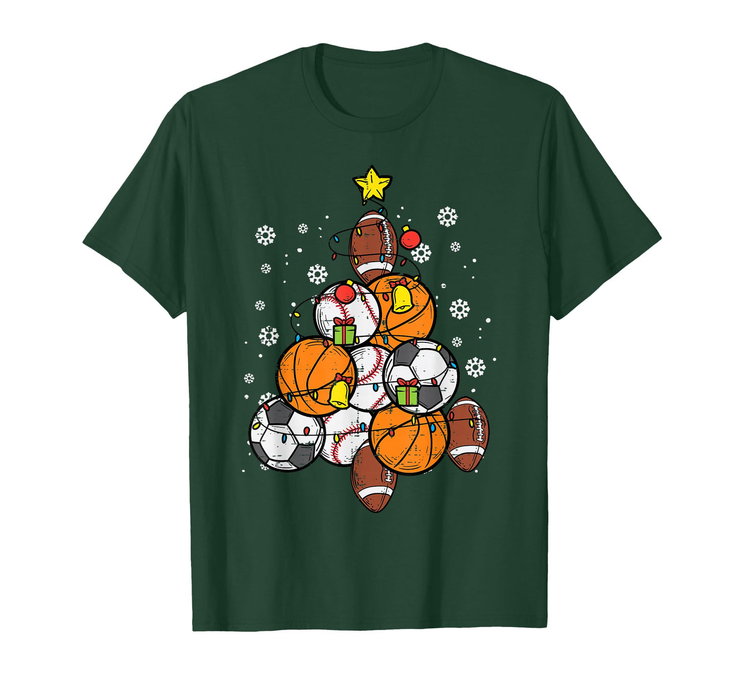 Sport Christmas Tree Football Soccer Baseball Basketball T-Shirt