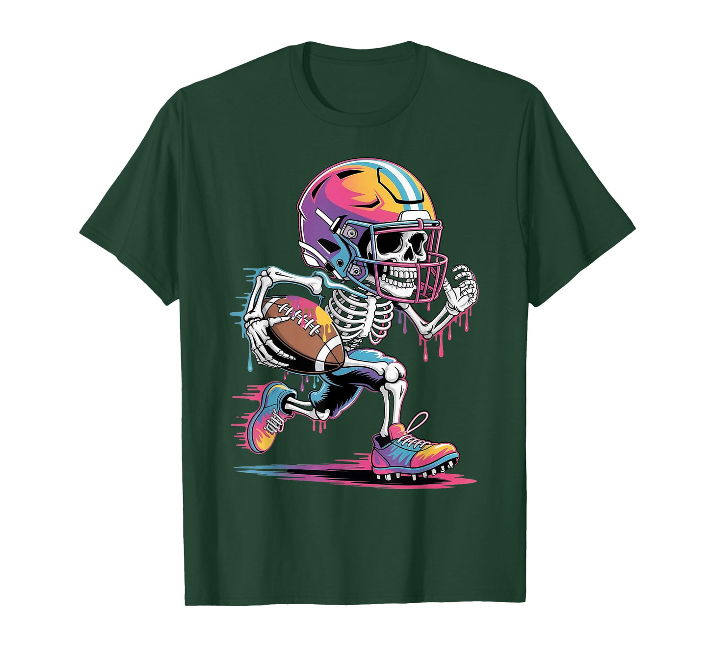 Halloween Skeleton Football Drip Dripping Boys Youth Kids T-Shirt