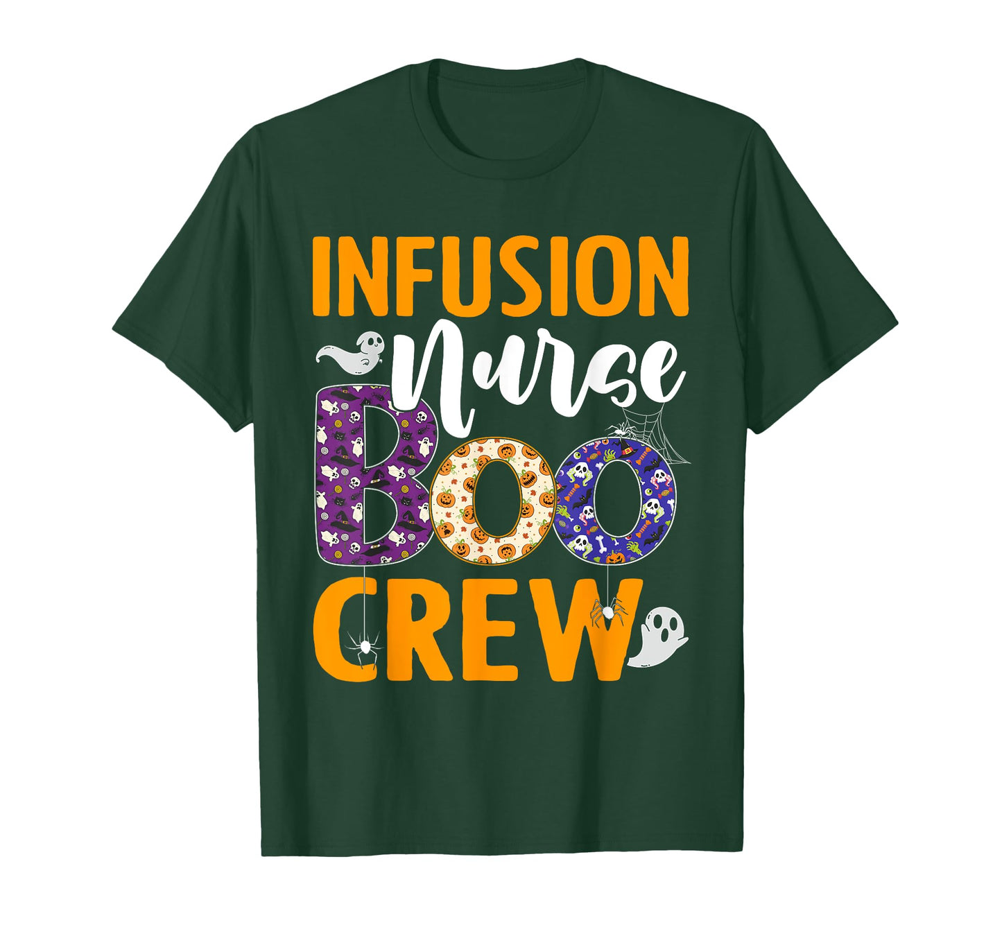 Infusion Nurse Boo Crew Scary Nurse Halloween Ghost Spider T-Shirt
