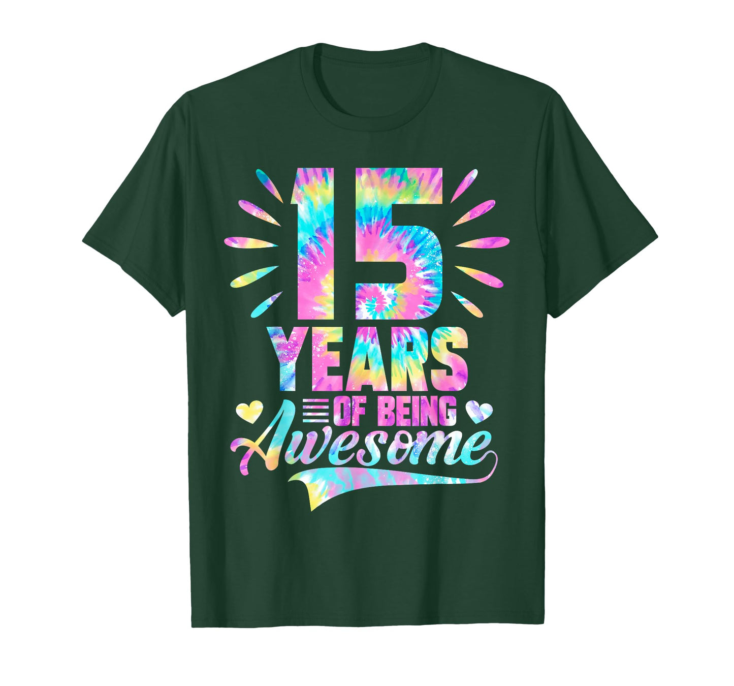 15th Birthday Gift Idea Tie-Dye 15 Year Of Being Awesome T-Shirt