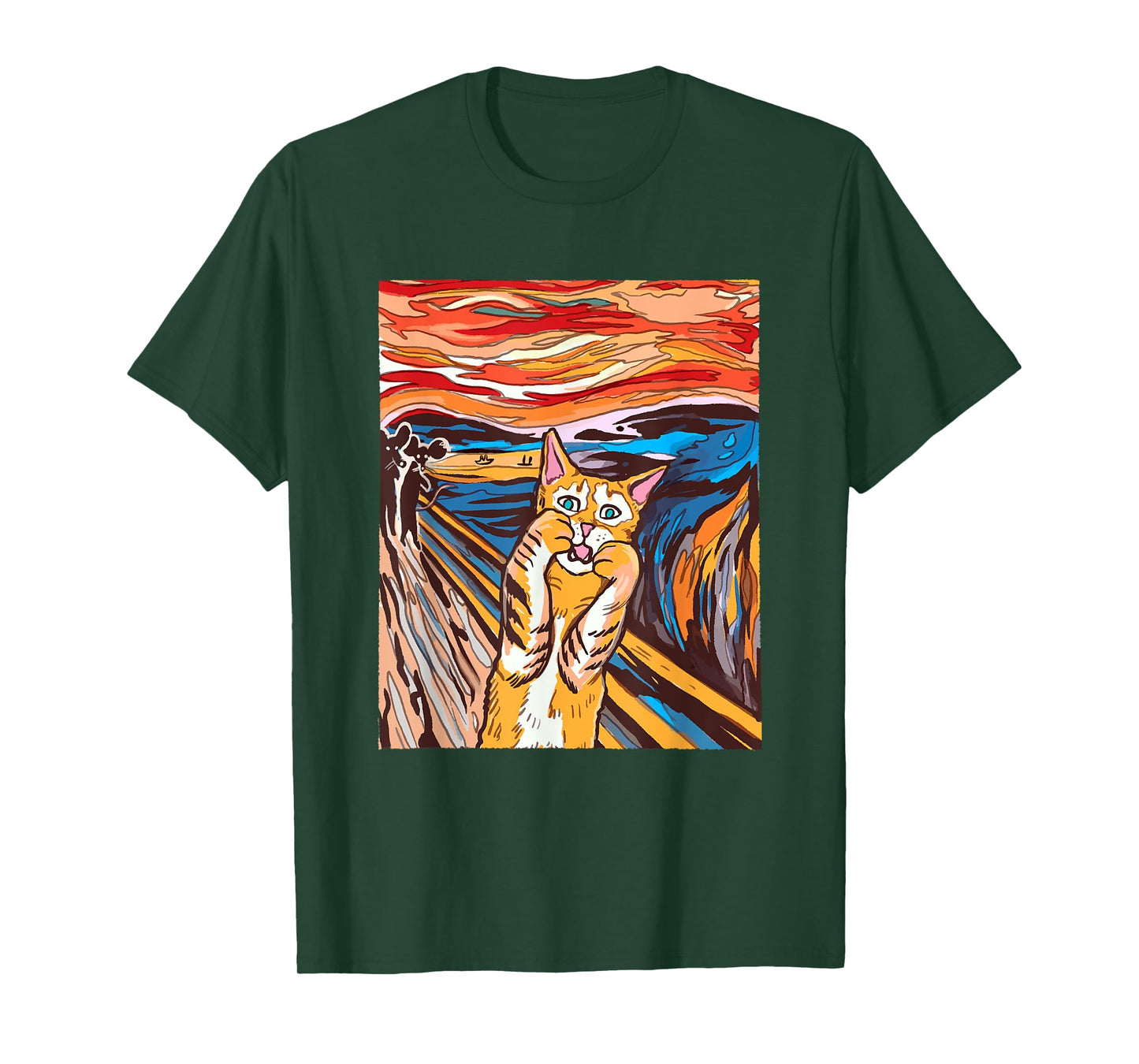 Funny Tabby Cat Painting The Scream of Munch Parody T-Shirt for Men Women Kids