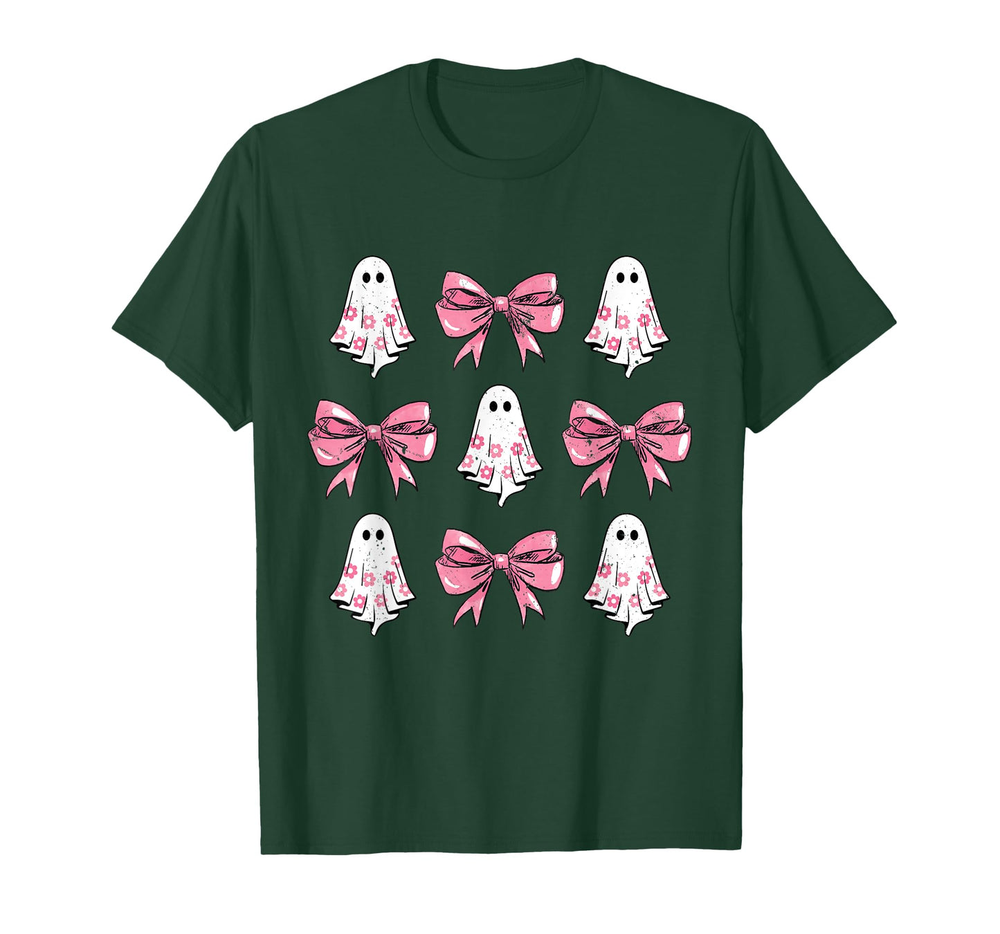 Cute Coquette Bow Halloween Costume Floral Ghost Boo T-Shirt