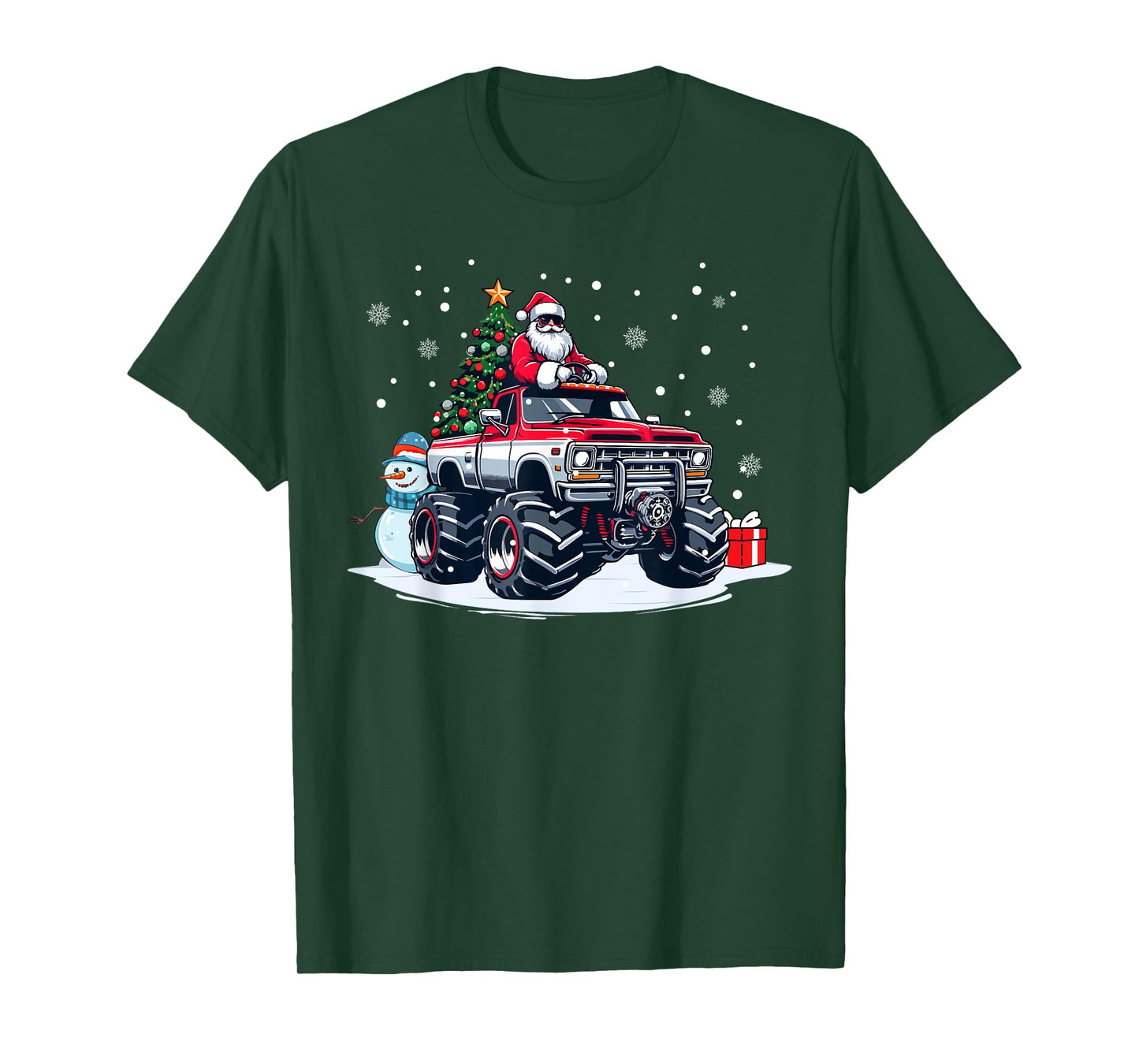Funny Christmas Santa Monster Truck Youth Boys Kids T-Shirt