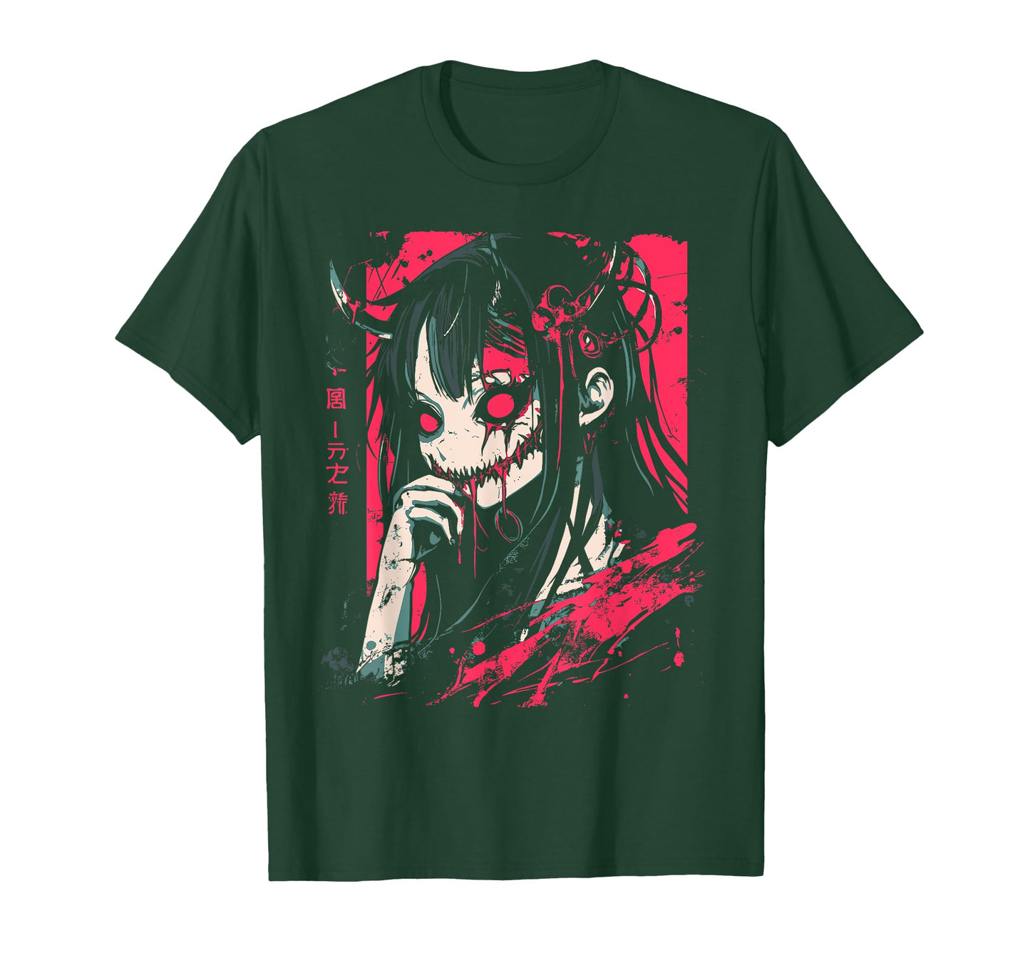Anime Horror Girl Aesthetic Vaporwave Waifu Japanese Girl T-Shirt