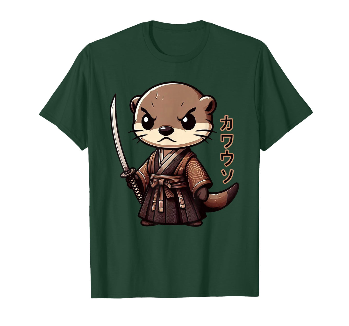 Japanese Samurai Otter Kawaii Art Otaku Japanese Ninja Kanji T-Shirt