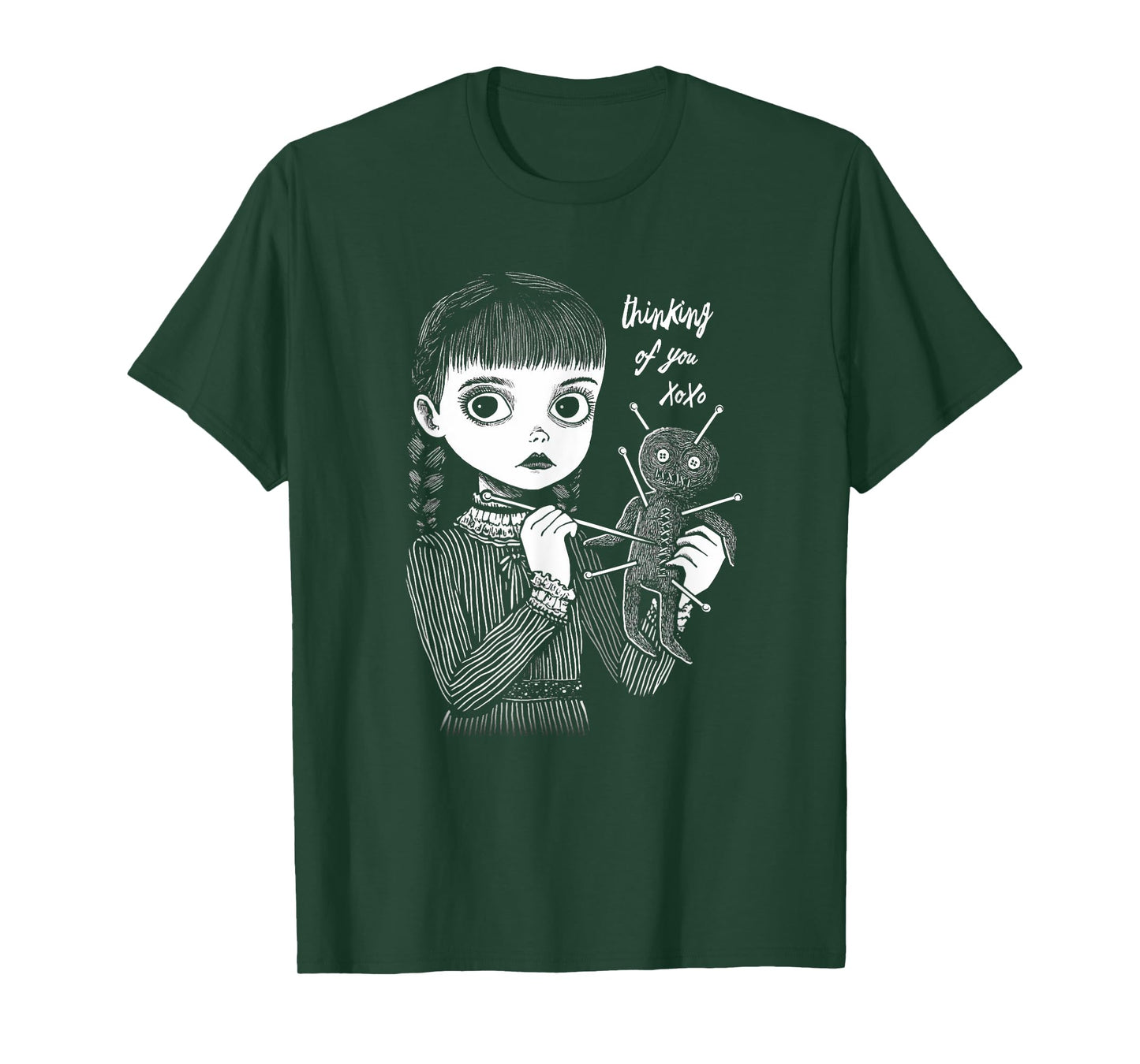 Thinking Of You Creepy Cute VooDoo Girl With Doll T-Shirt