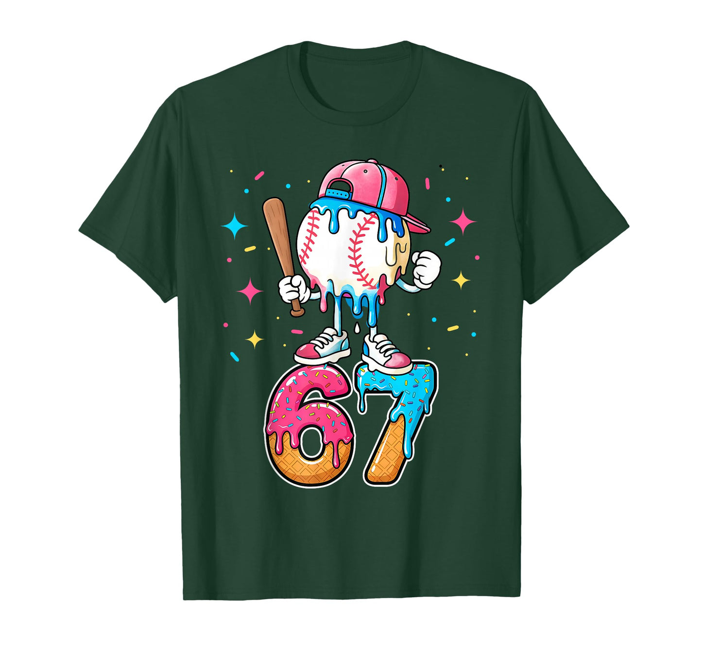 Baseball Drip Number 67 Six Seven Meme Ice Cream Dripping T-Shirt
