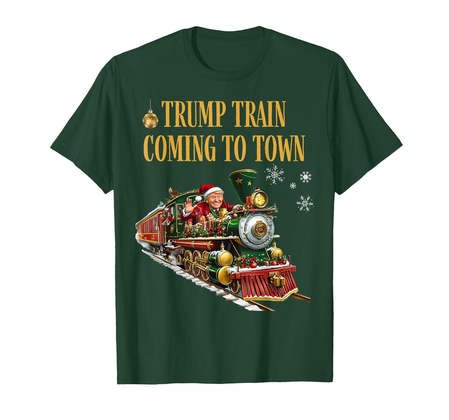 Trump Train Coming to Town Funny Christmas Santa Claus Trump T-Shirt