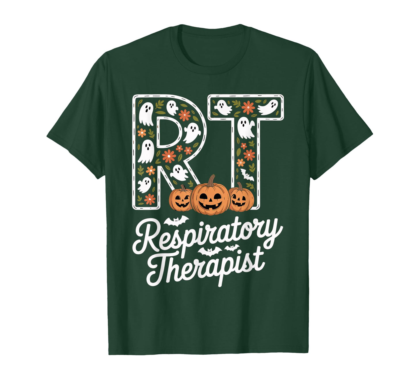 RT Respiratory Therapist Halloween Ghost Pumpkin Pulmonary T-Shirt