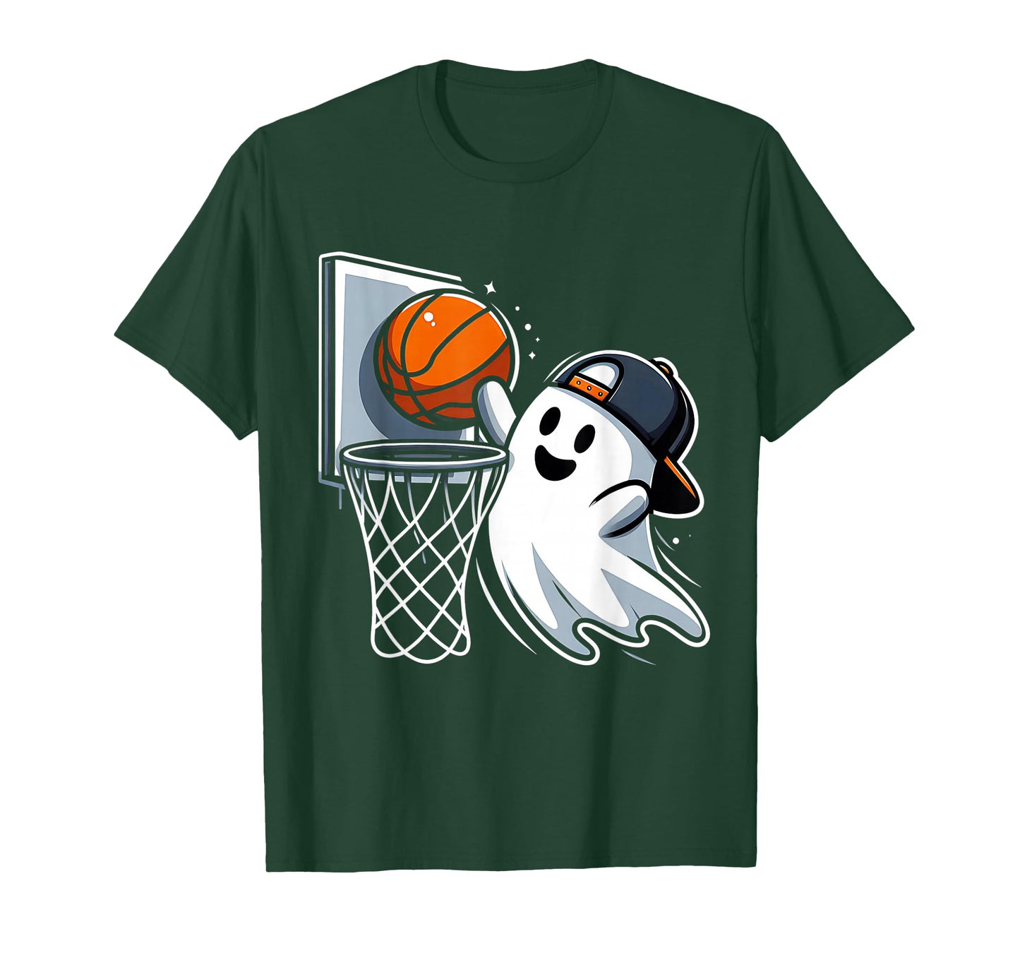 Ghost Basketball Dunk Ghost Playing Basketball Halloween T-Shirt
