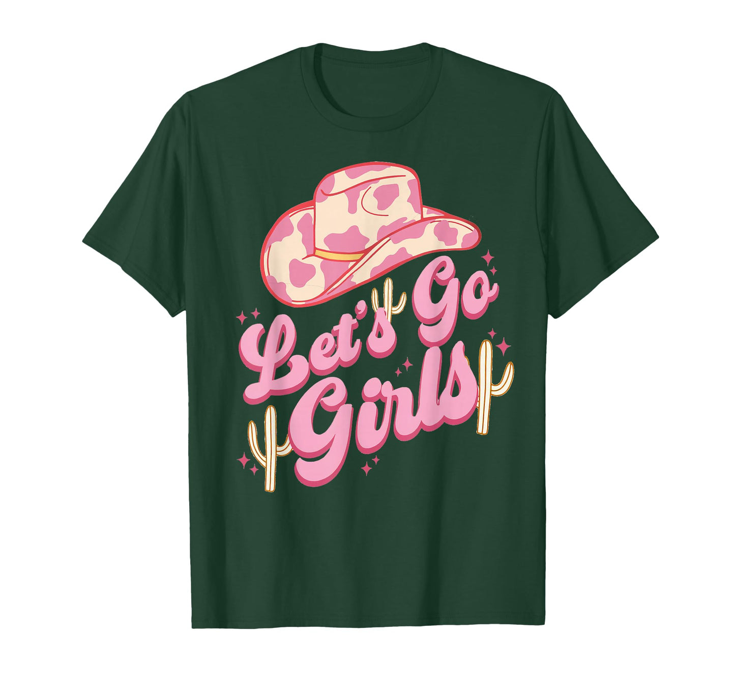 Leopard Cowboy Hat Let's Go Cowgirl Girls Western Country T-Shirt