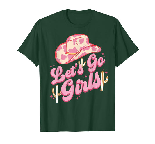 Leopard Cowboy Hat Let's Go Cowgirl Girls Western Country T-Shirt