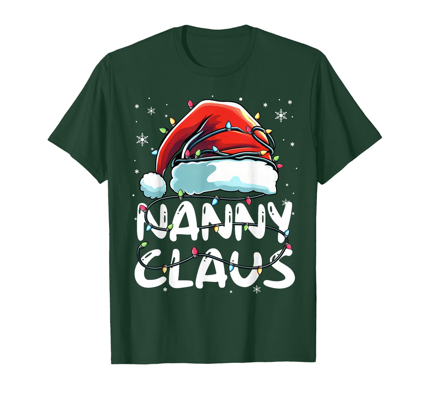 Nanny Claus Christmas Lights Matching Family Xmas Pajama T-Shirt
