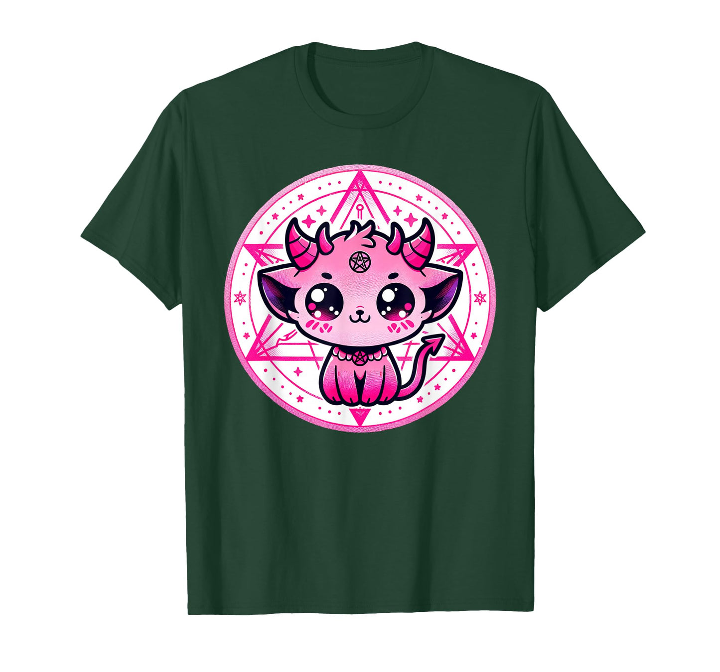 Cute Baphomet Satanic Cat and Artistic Gothic Kawaii Demon T-Shirt