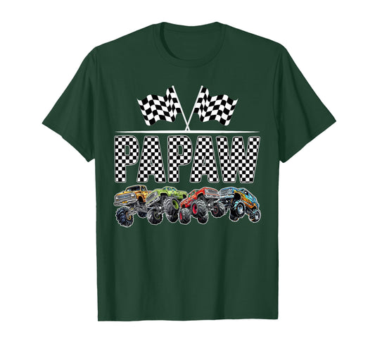 Papaw Retro Monster Truck Family Birthday Matching T-Shirt