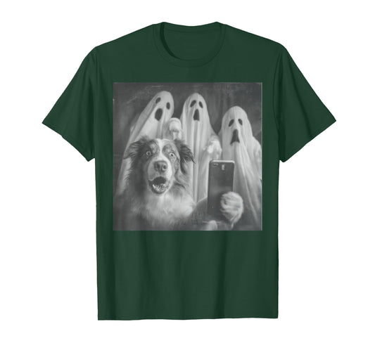 Australian Shepherd Selfie Funny Ghost Halloween T-Shirt