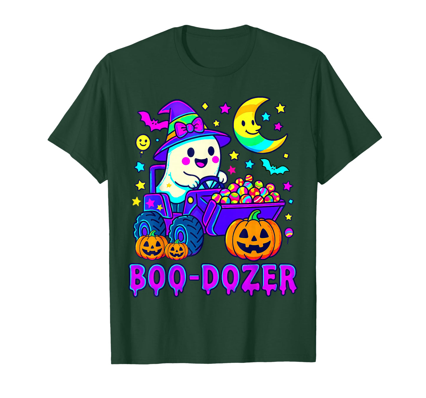 Boo Dozer Ghost Bulldozer Halloween Construction Trucks T-Shirt