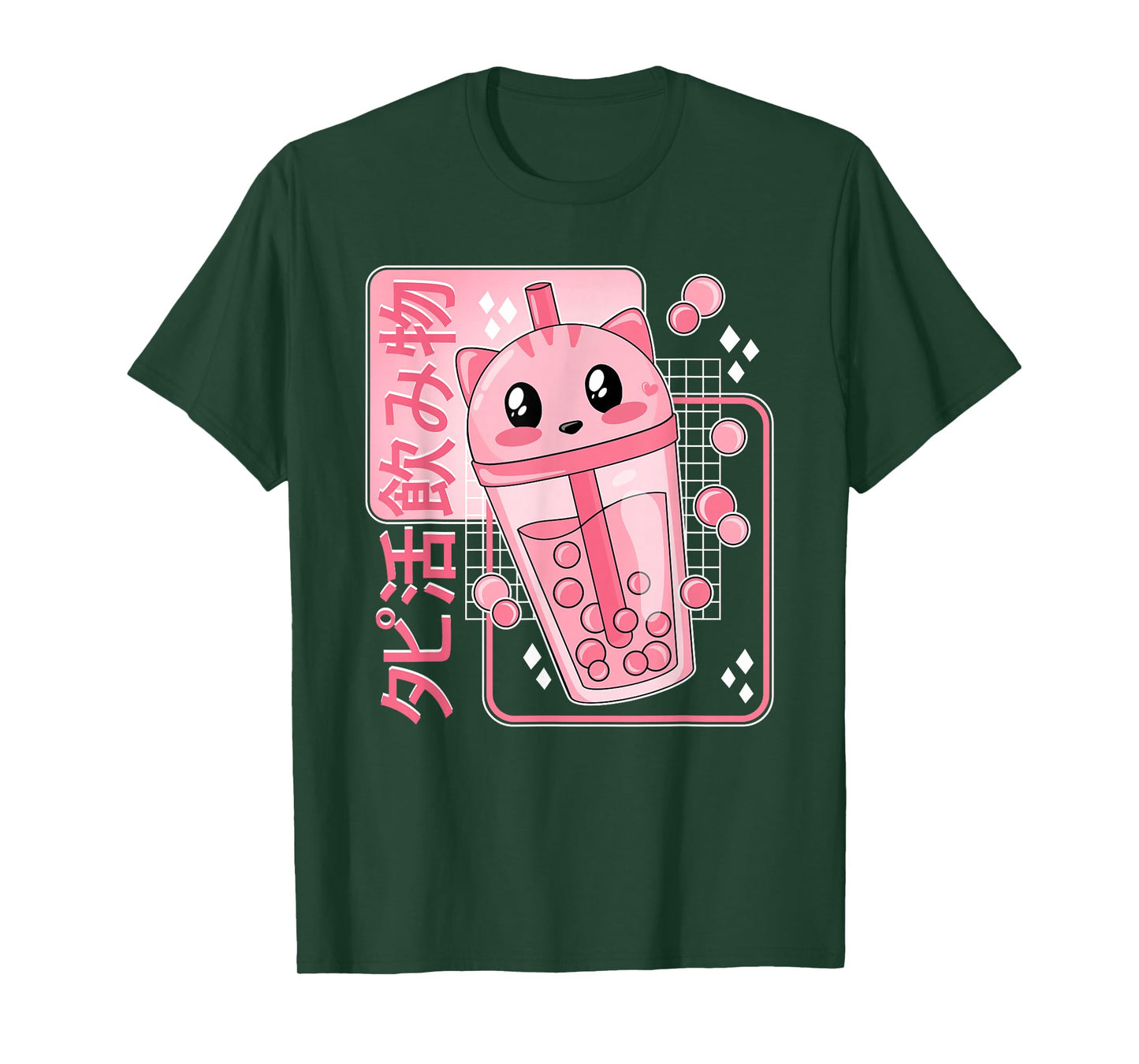 Kawaii Boba Tea Cat Bubble Tea Japanese Anime Women Girls T-Shirt