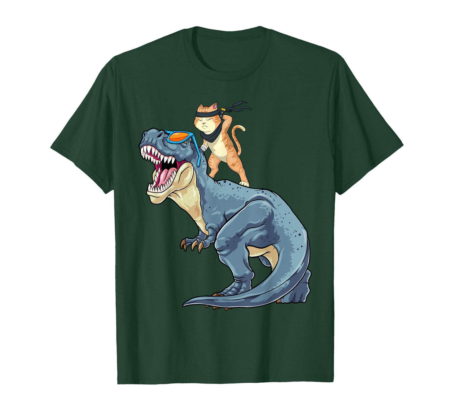Samurai Cat Shirt - Retro Ninja Japanese Cat Dinosaur T-Rex T-Shirt
