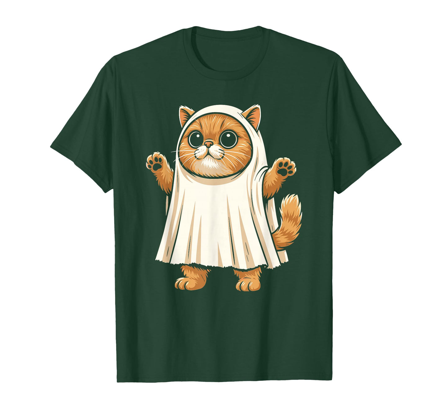 Sheet Ghost Cat Men Women Kids Teens Funny Halloween T-Shirt