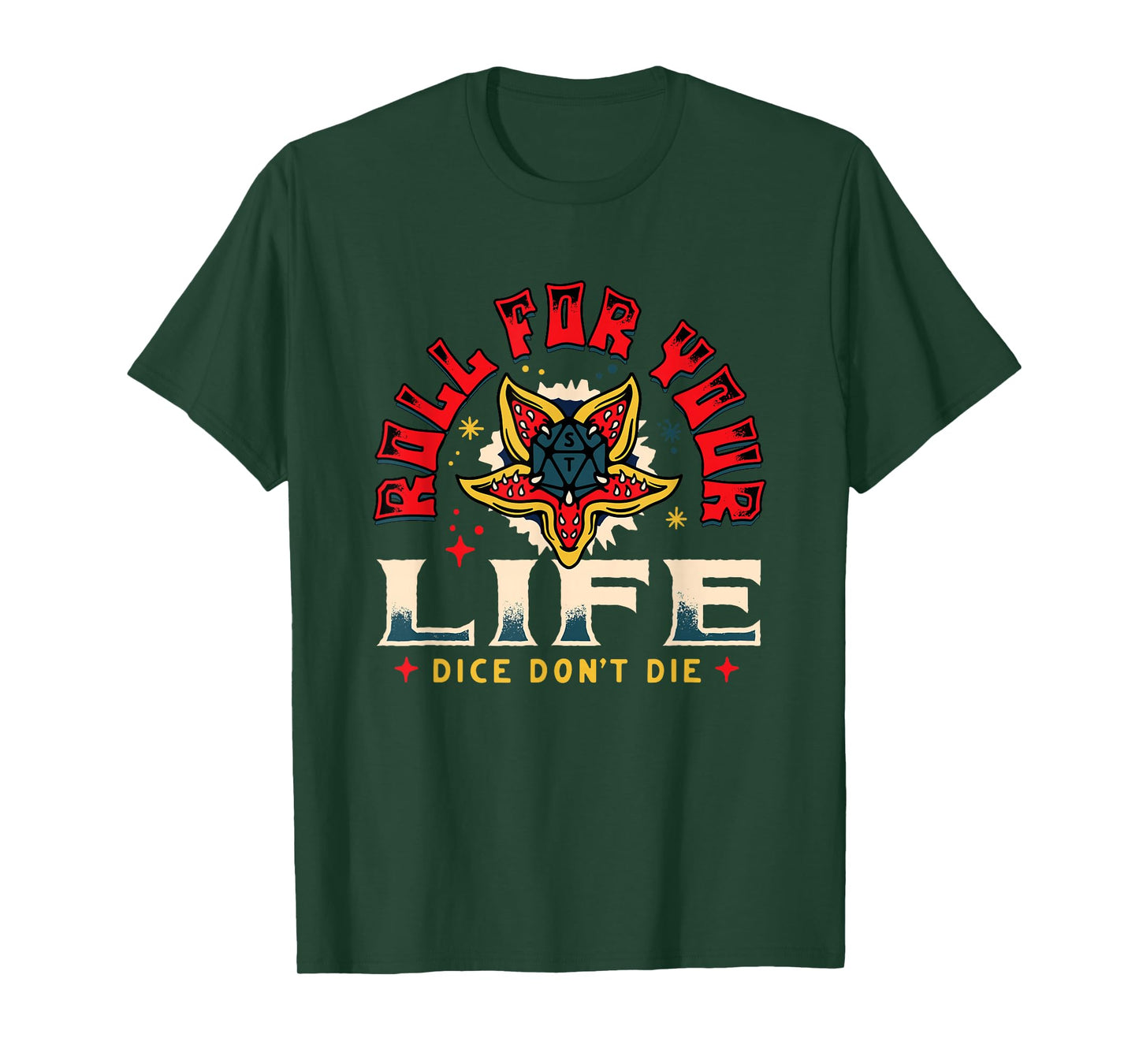Stranger Things Roll for Your Life Demogorgon Dice Art T-Shirt