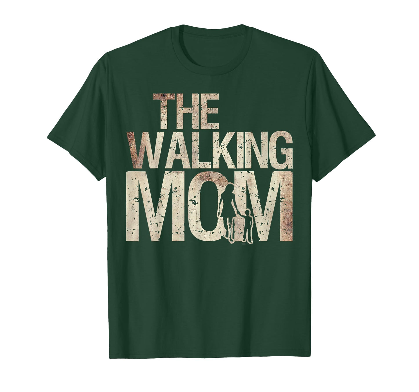 Womens Walking Mom Zombie Woman And Kid Mother's Day tee T-Shirt