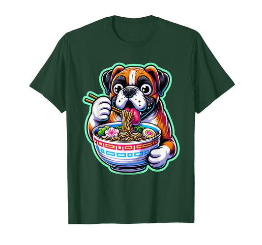 Kawaii Anime Boxer Dog Ramen T-Shirt
