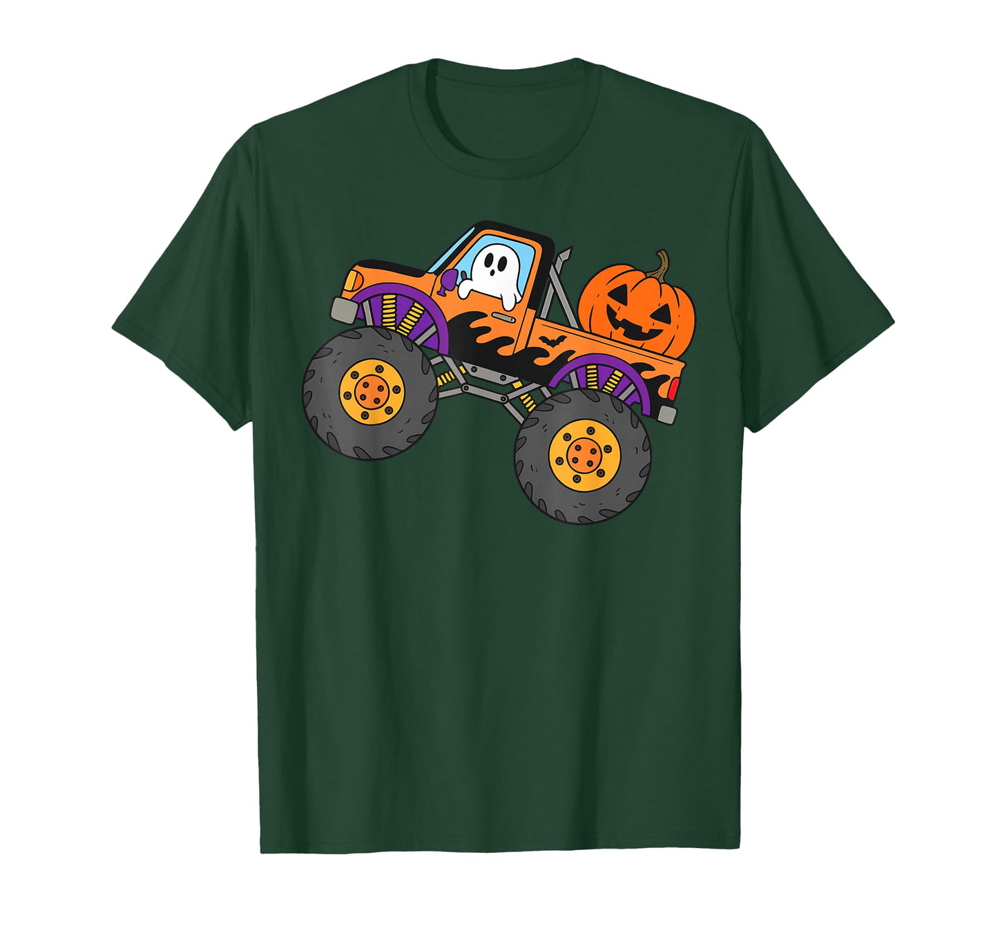 Monster Truck Ghost Pumpkin Halloween Costume Toddler Boys T-Shirt