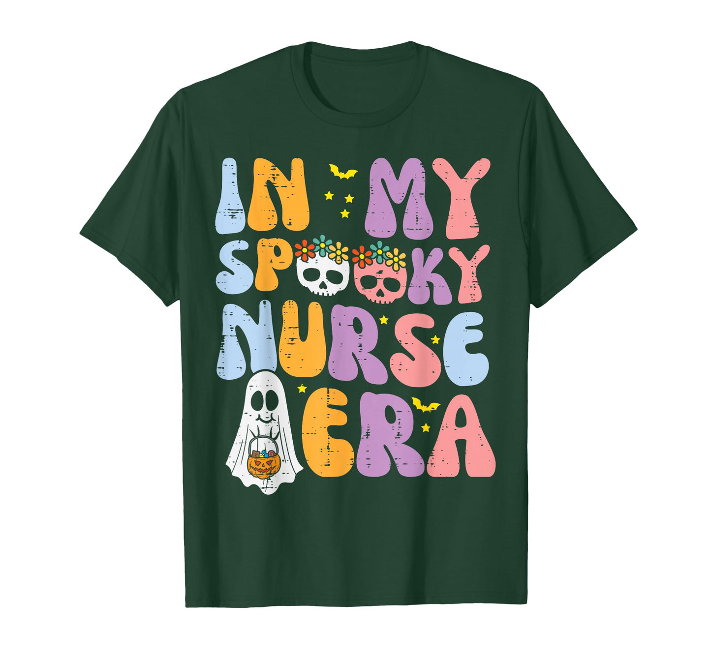 Halloween My Spooky Nurse Era Costume Groovy Scrub Top Women T-Shirt