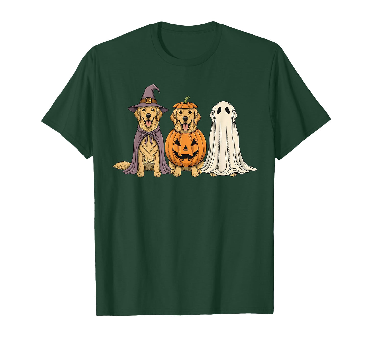 Spooky Ghost Golden Retriever Pumpkin Halloween Dog Lover T-Shirt