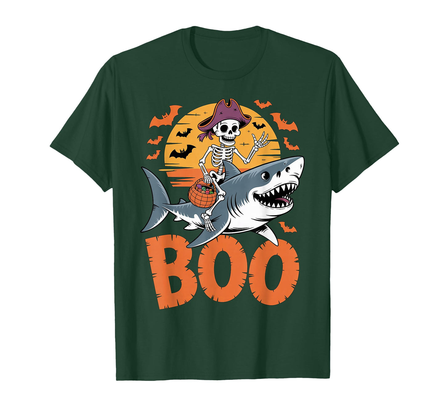 Spooky Shark Costume on Boo Great White Shark Halloween T-Shirt