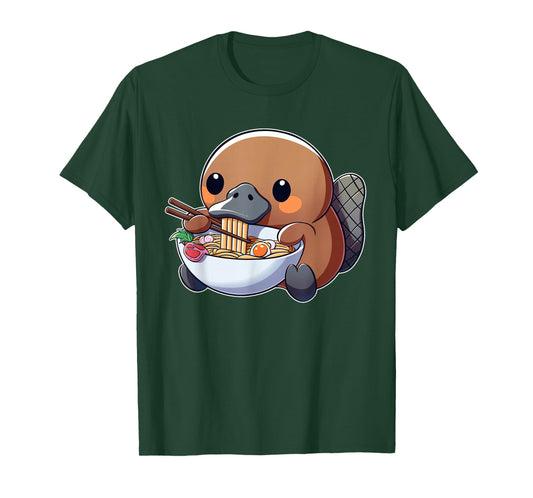 Cute Platypus Ramen Anime Kawaii Japanese Eating Noodle Kids T-Shirt