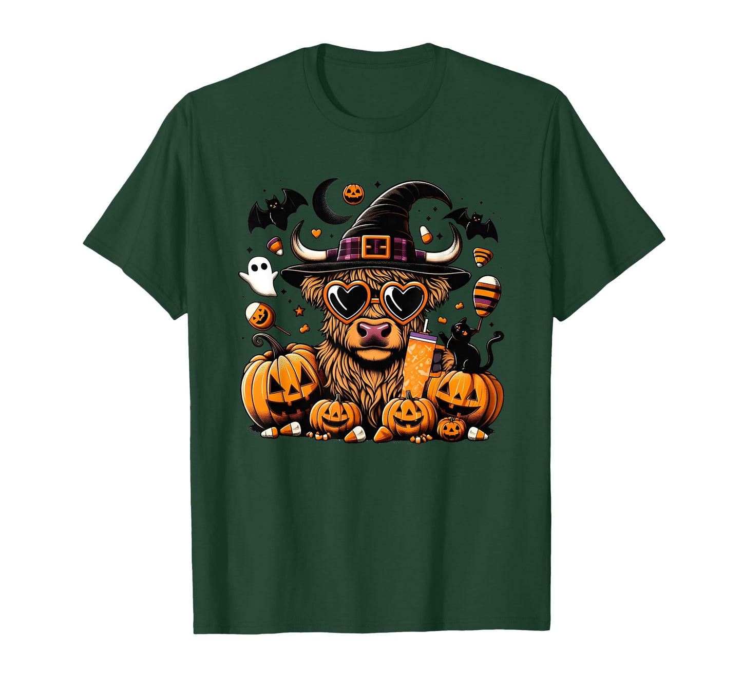 Halloween Highland Cow Bull Halloween Ghost Cows Spooky T-Shirt