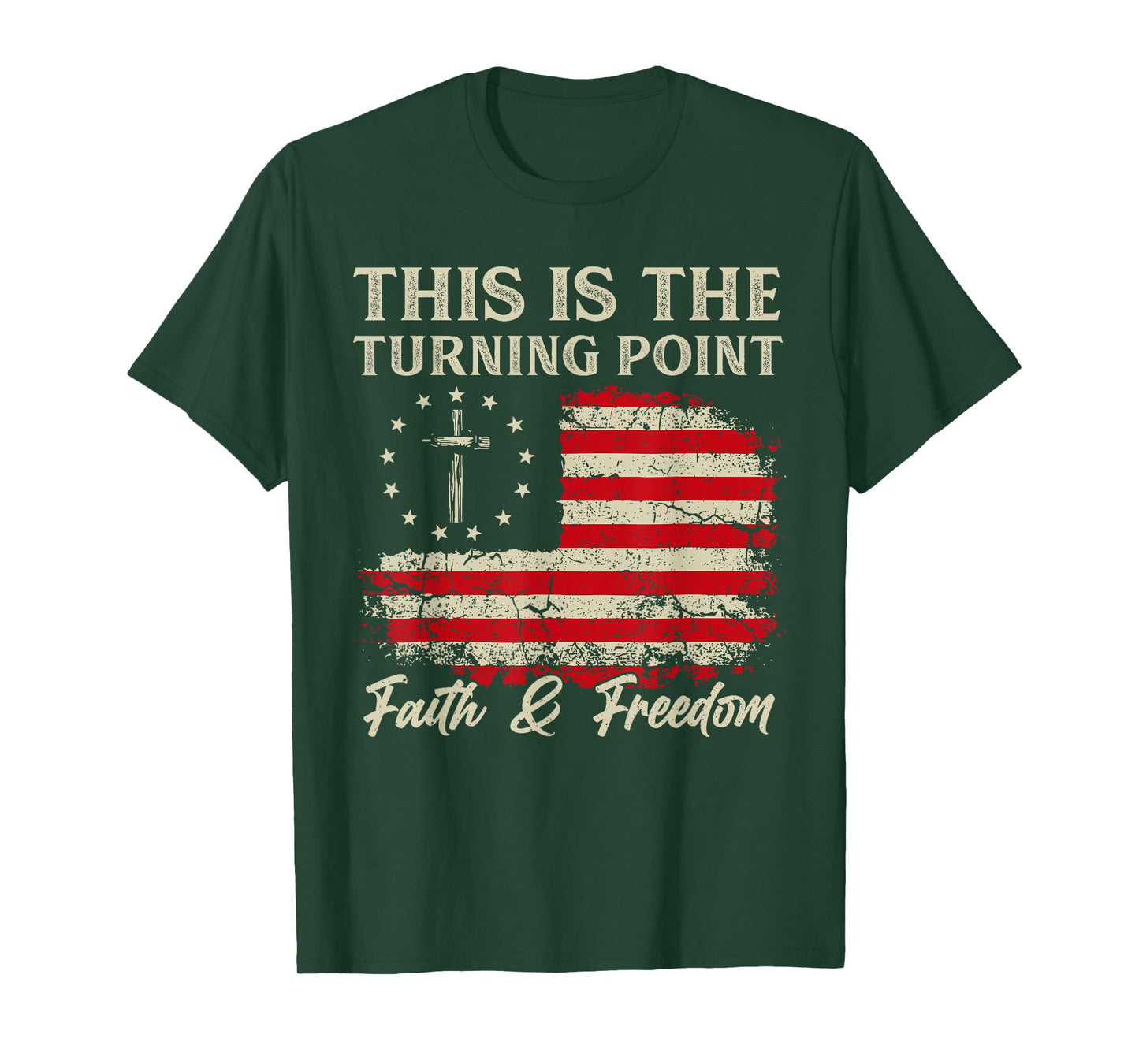 This is The Turning Point Patriotic Christian Faith USA Flag T-Shirt
