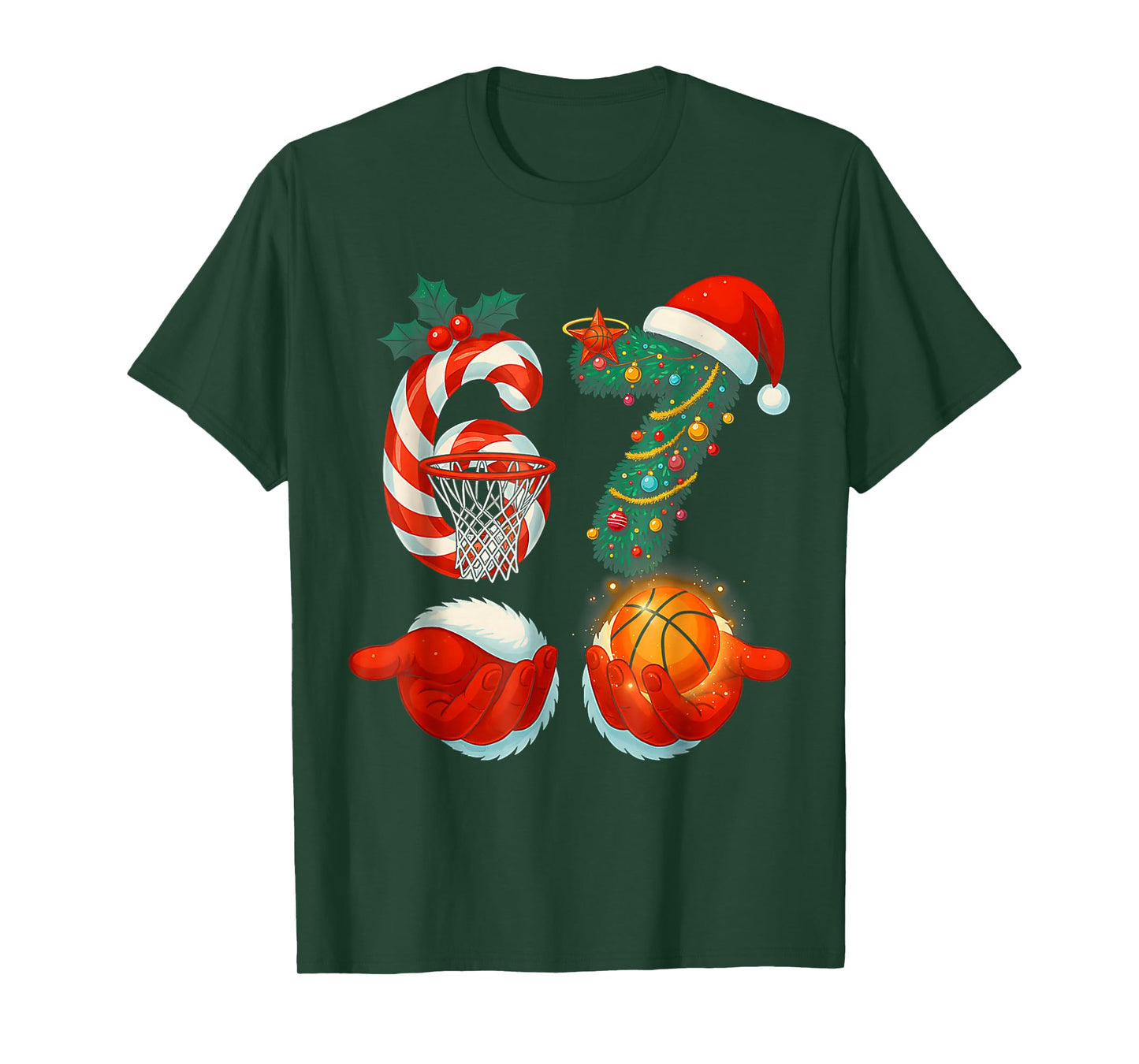 67 Basketball Santa Six Seven Meme Christmas Sport Mens Boys T-Shirt