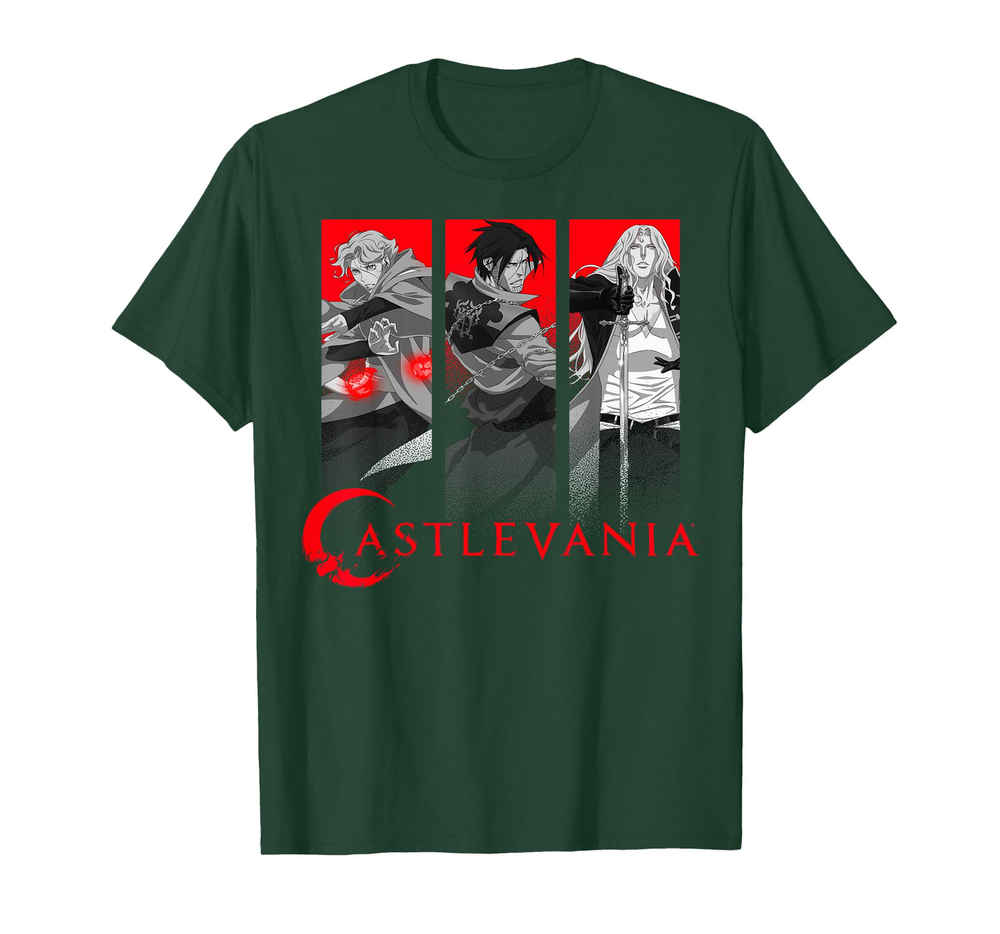 Castlevania Netflix T-Shirt, Men's Unisex Black Short Sleeve Crew Neck Classic Fit T-Shirt, Anime Themed Applique T-Shirt, Size Small
