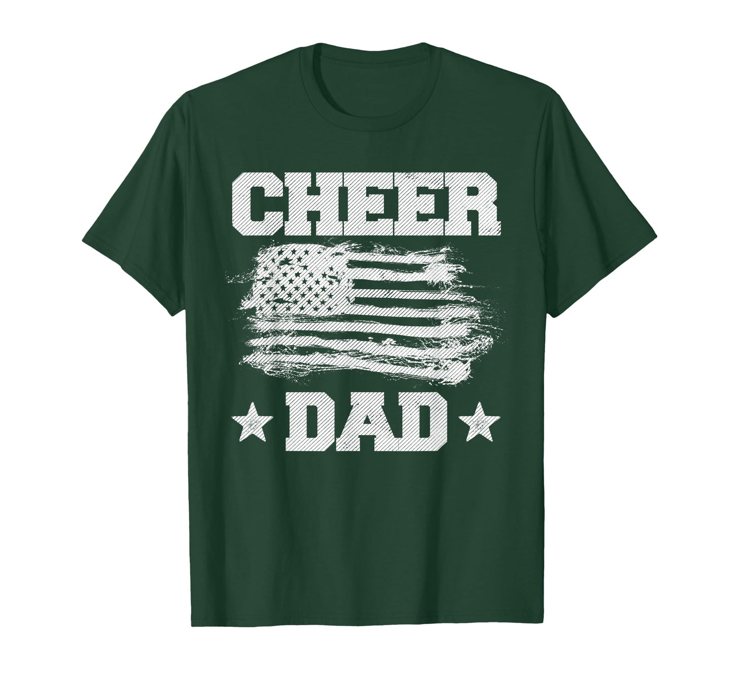 Cheer Dad Vintage American Flag Father Cheerleader Squad Men T-Shirt