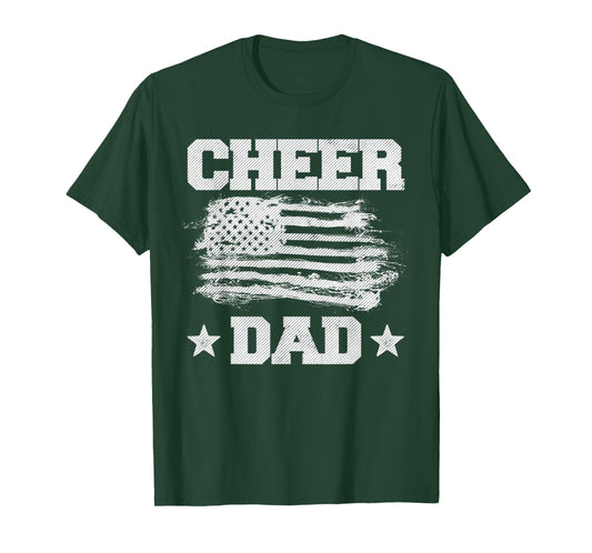 Cheer Dad Vintage American Flag Father Cheerleader Squad Men T-Shirt