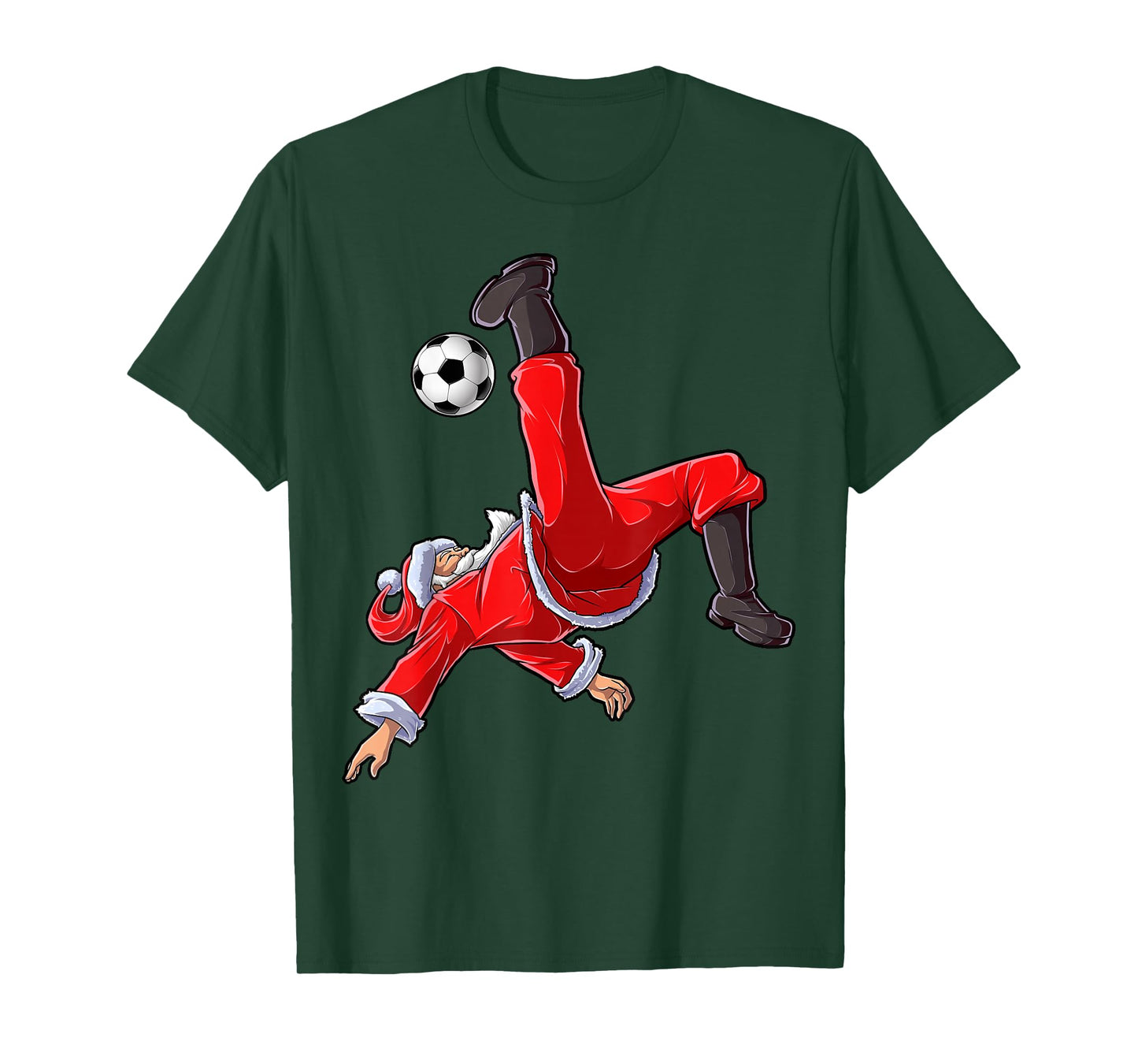 Christmas Santa Soccer Bicycle Kick Xmas Boys Men Ball Sports T-Shirt