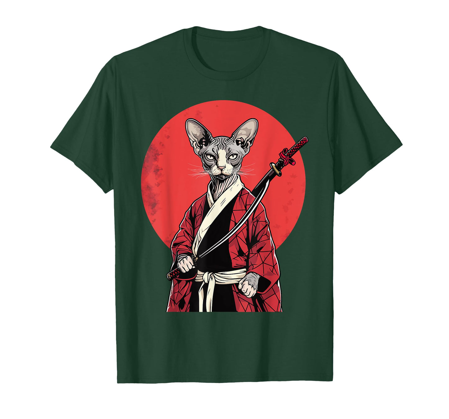 Samurai Cornish Rex Cat Japanese Kawaii Ninja Cat T-Shirt