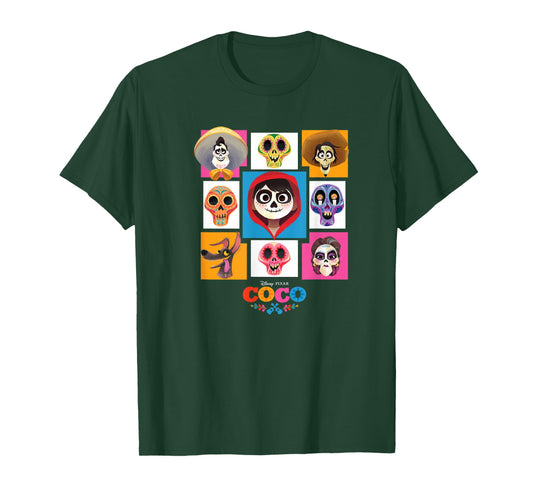 Disney Pixar Coco Main Characters Group Shot Chest Panels T-Shirt