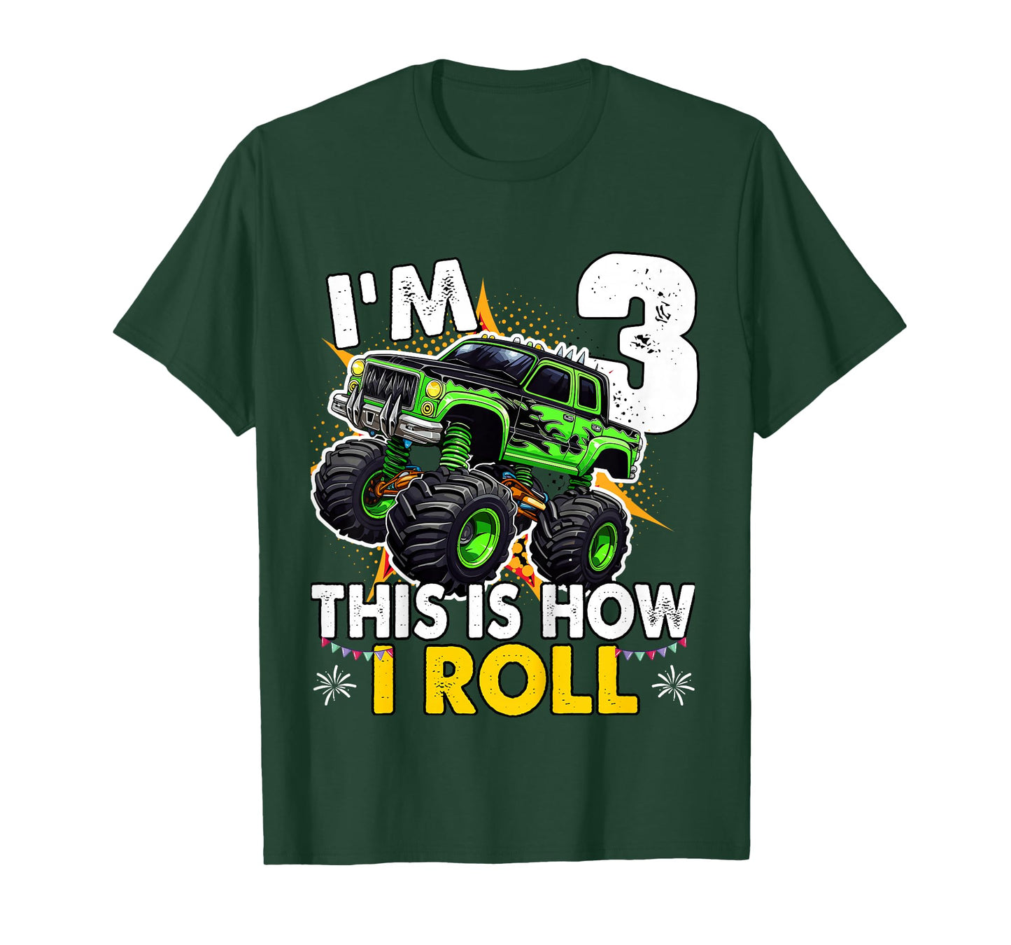 3 Year Old Monster Truck Birthday boy T-Shirt