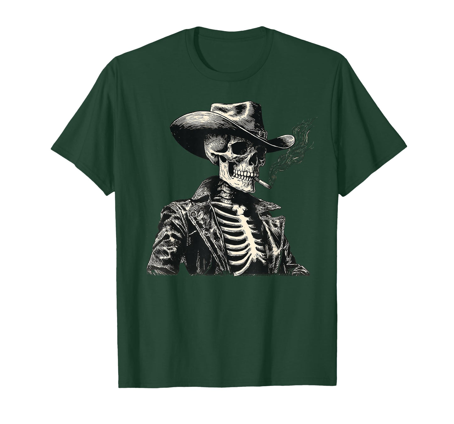 Vintage Rodeo Western Cowboy Skeleton Cigarette Halloween T-Shirt