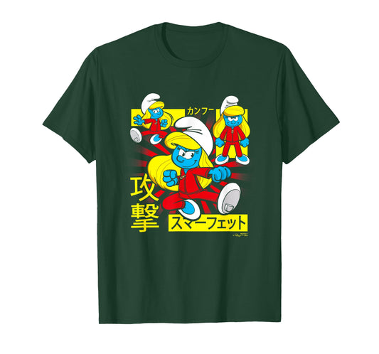 The Smurfs Epic Kung Fu Smurfette Collage Kanji Retro Logo T-Shirt