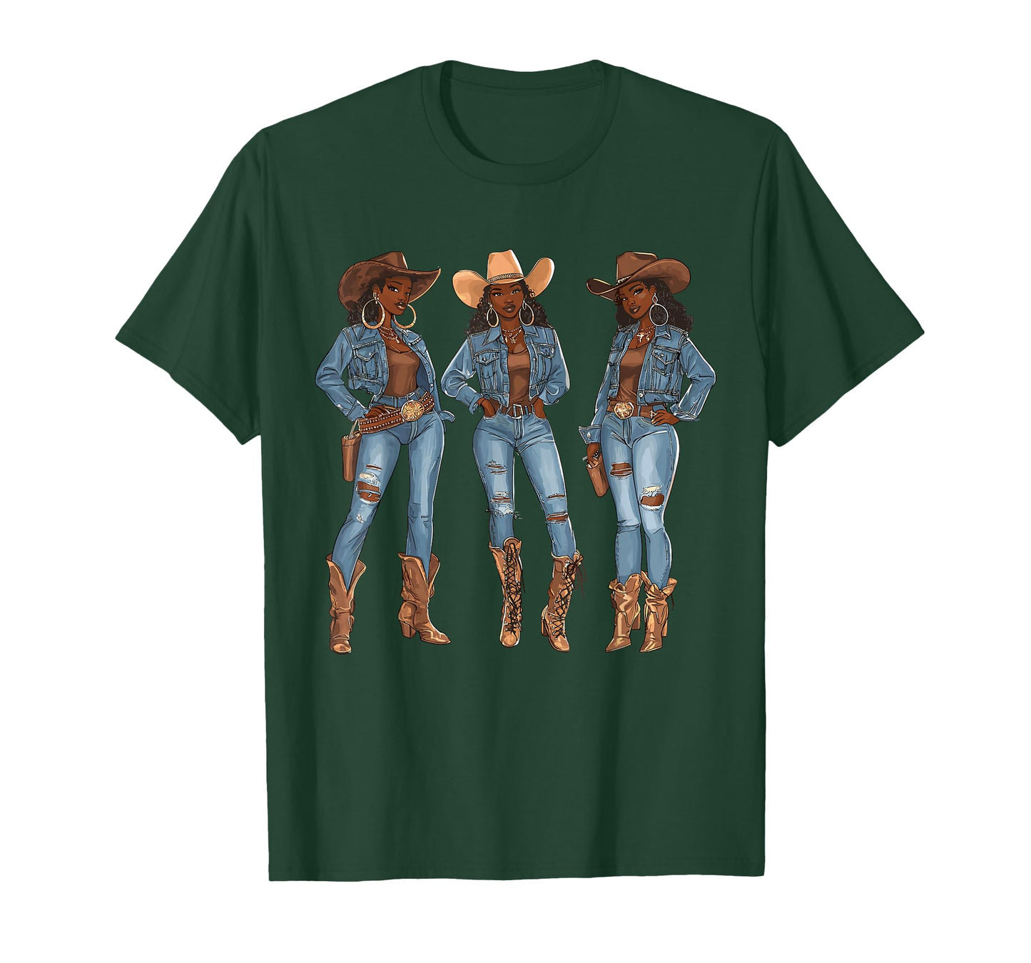 Black African American Cowgirl Western Country Texas Rodeo T-Shirt