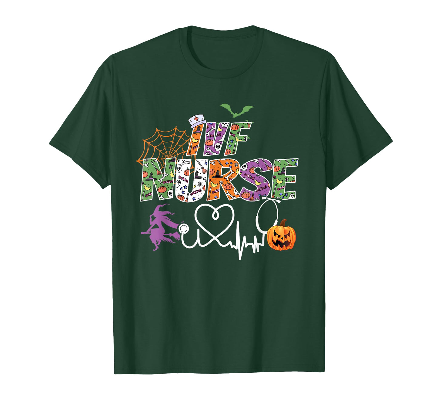 IVF Nurse Halloween Spooky Season Nursing Ghost Stethoscope T-Shirt