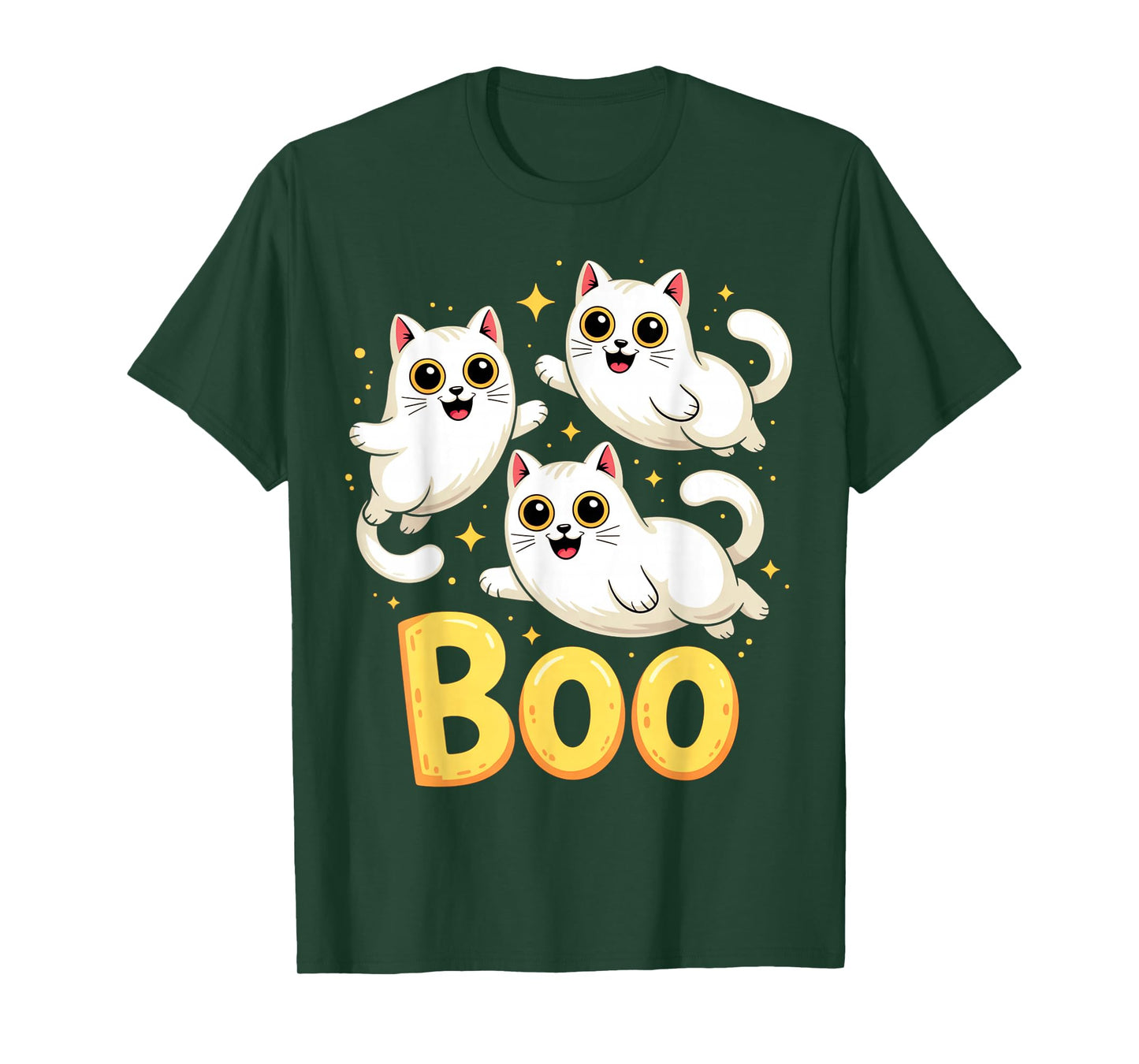 CAT Ghost Boo Cute Kitty Cats Lover Halloween Women Men T-Shirt